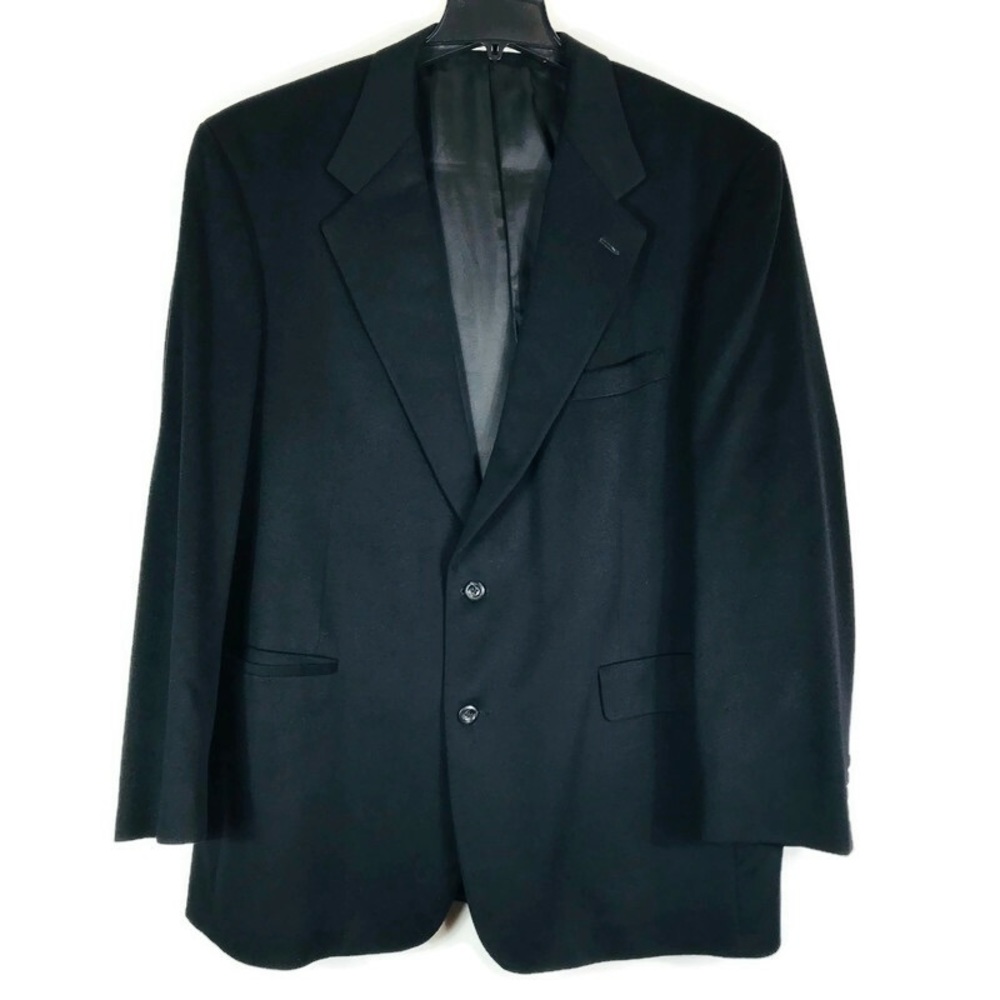 John W Nordstrom Cashmere 2 Button Blazer / Sport Coat Black Mens size 48